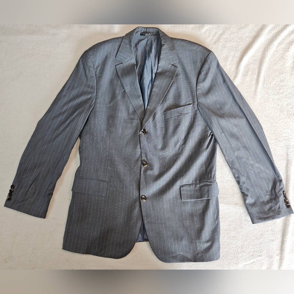 Hugo Boss mens 46R gray stripe Scorsese movie collection blazer